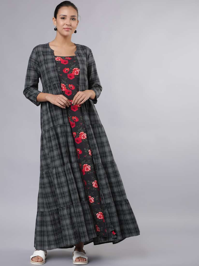 Vishudh black printed maxi dress hot sale