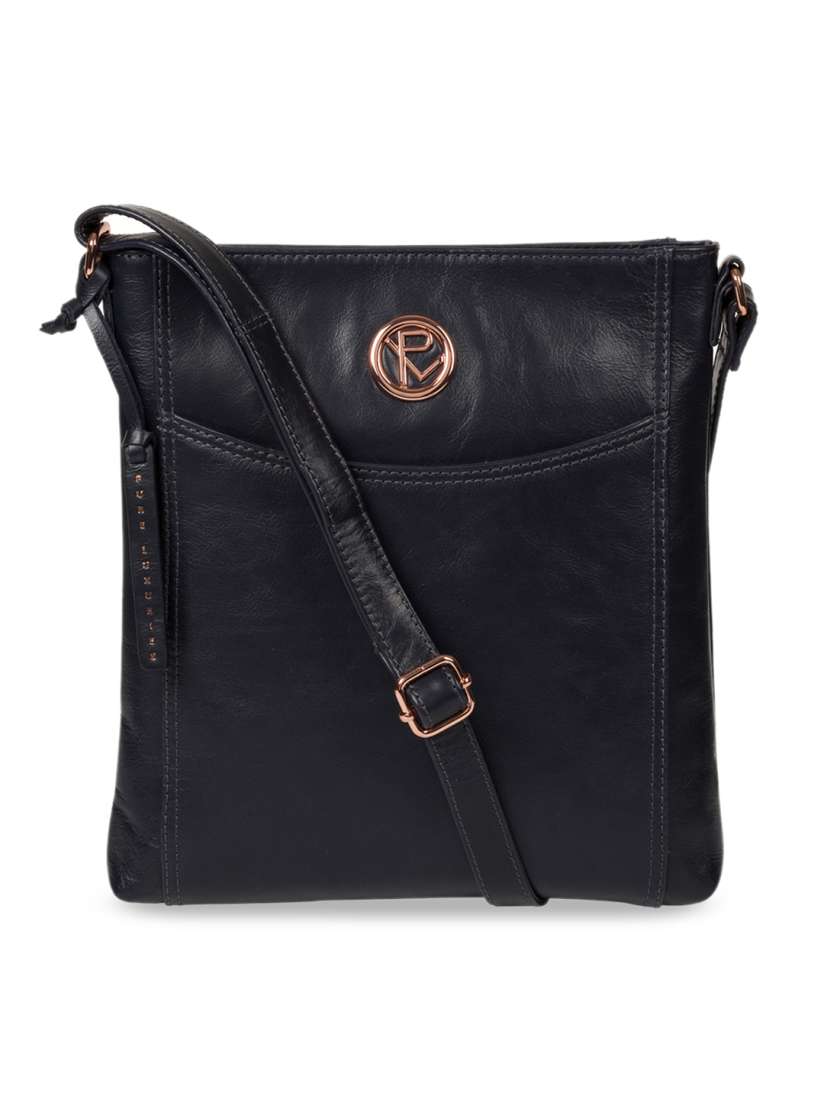 Buy PURE LUXURIES LONDON Navy Blue Leather Solid Sling Bag Handbags for Women 11307108 Myntra