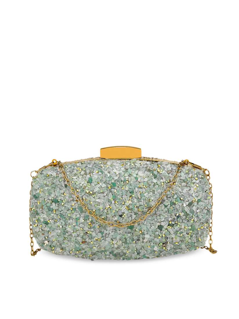 Buy Diana Korr Green Rhinestone Embellished Box Clutch Clutches for Women 11307790 Myntra