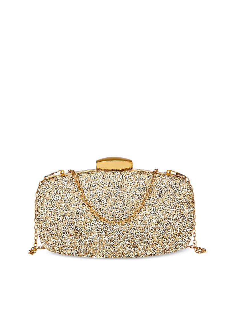 Buy Diana Korr Gold Toned Rhinestone Embellished Box Clutch Clutches for Women 11307792 Myntra