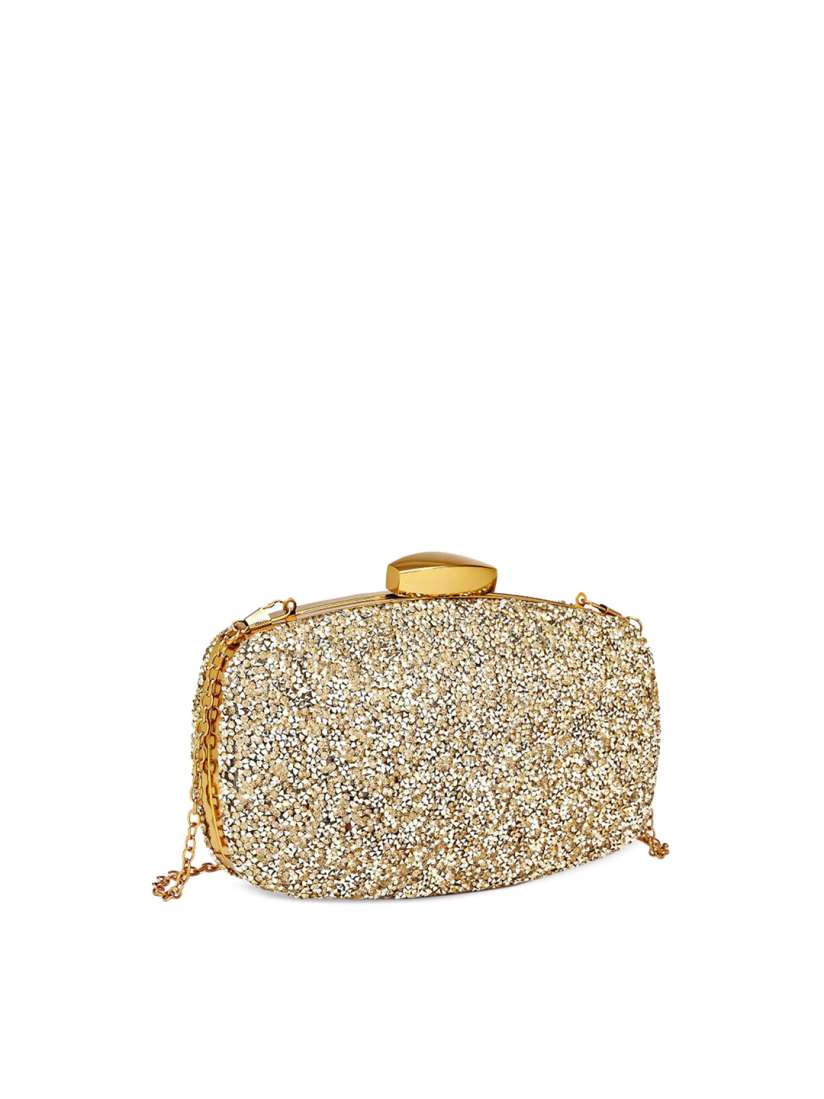 Buy Diana Korr Gold Toned Rhinestone Embellished Box Clutch Clutches for Women 11307792 Myntra