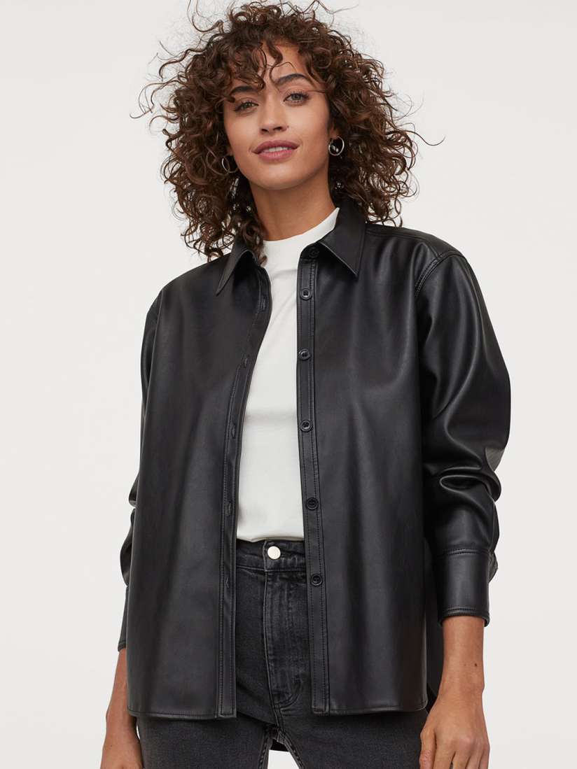 Leather shirt h&m cheap