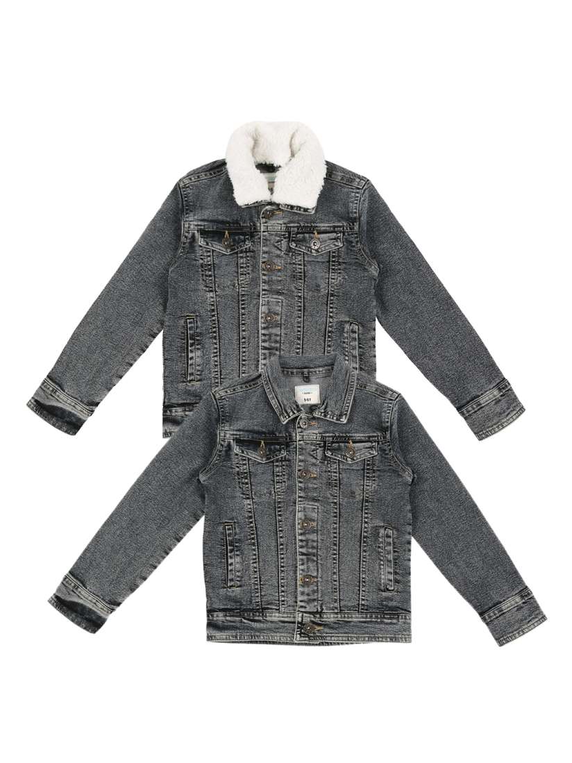 Boys denim jacket with fur shop