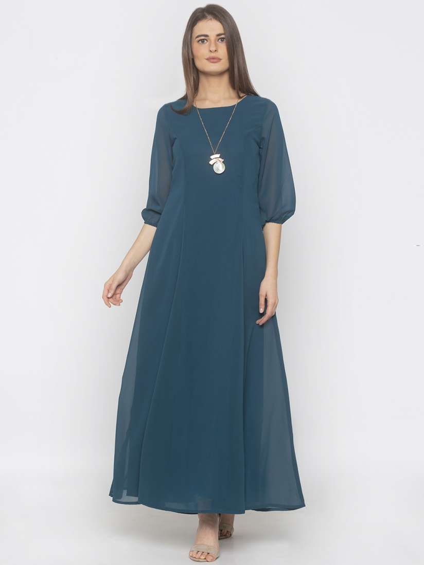 Buy Iti Women Turquoise Blue Solid Maxi Dress Dresses for Women 11369896 Myntra