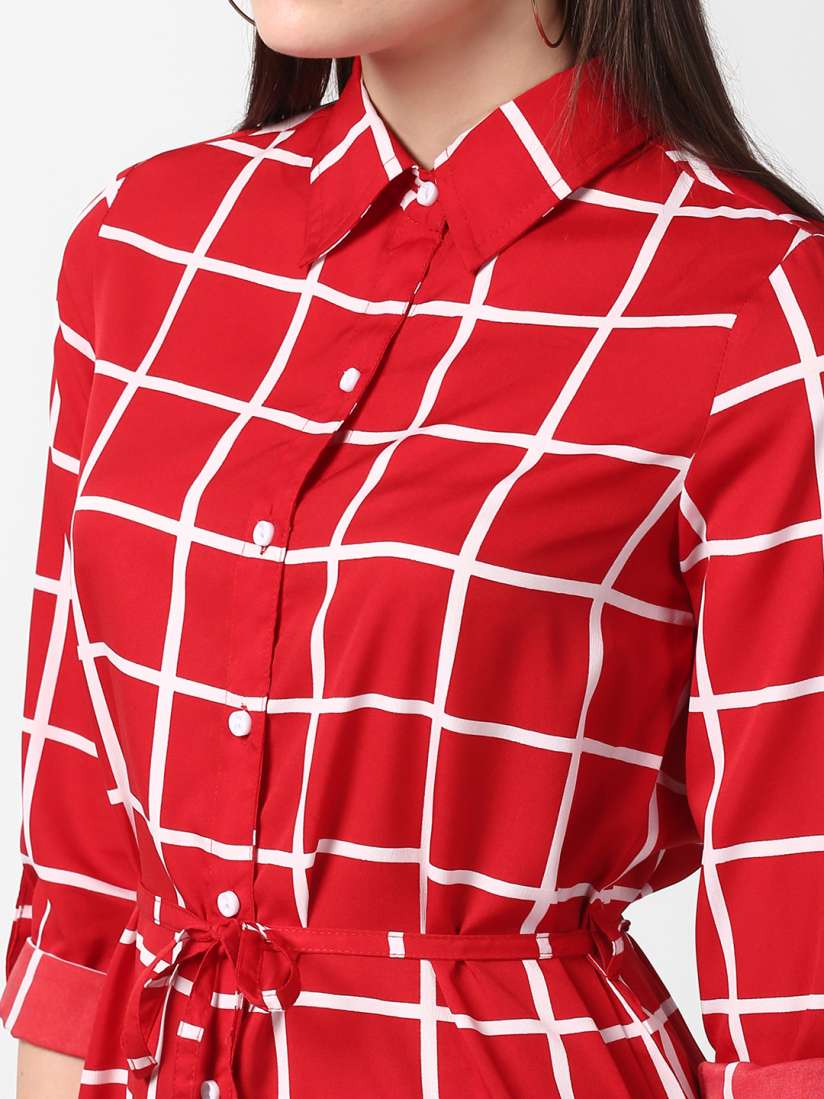 Buy StyleStone Women Red White Checked Shirt Dress Dresses for Women 11372026 Myntra