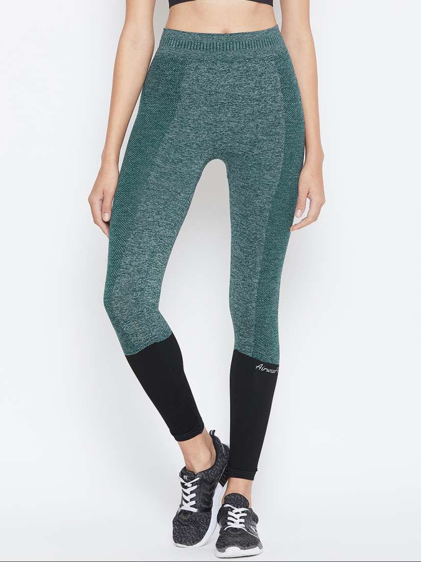 Buy C9 AIRWEAR Women Green Black Colourblocked Tights Tights for Women 11380432 Myntra