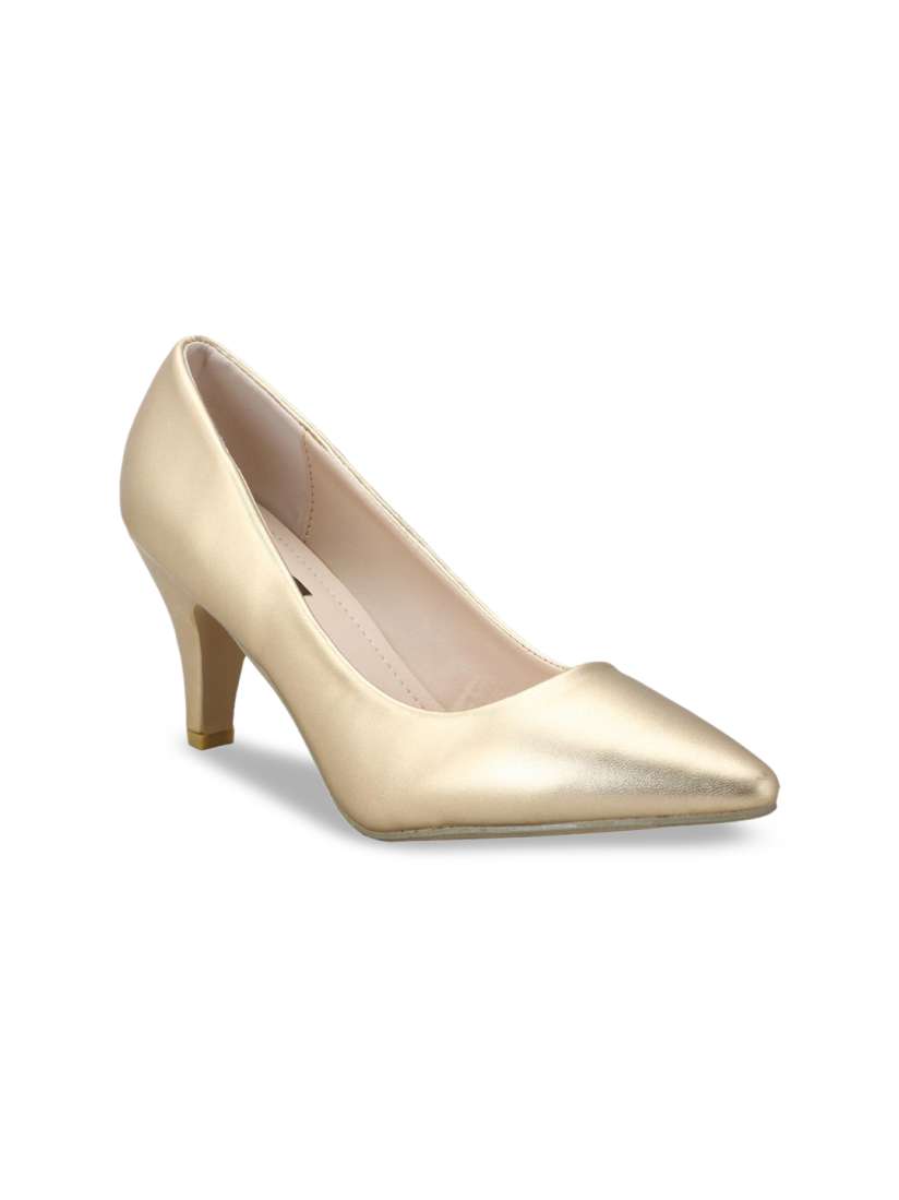 Buy Flat n Heels Women Gold Toned Solid Pumps Heels for Women 11416164 Myntra