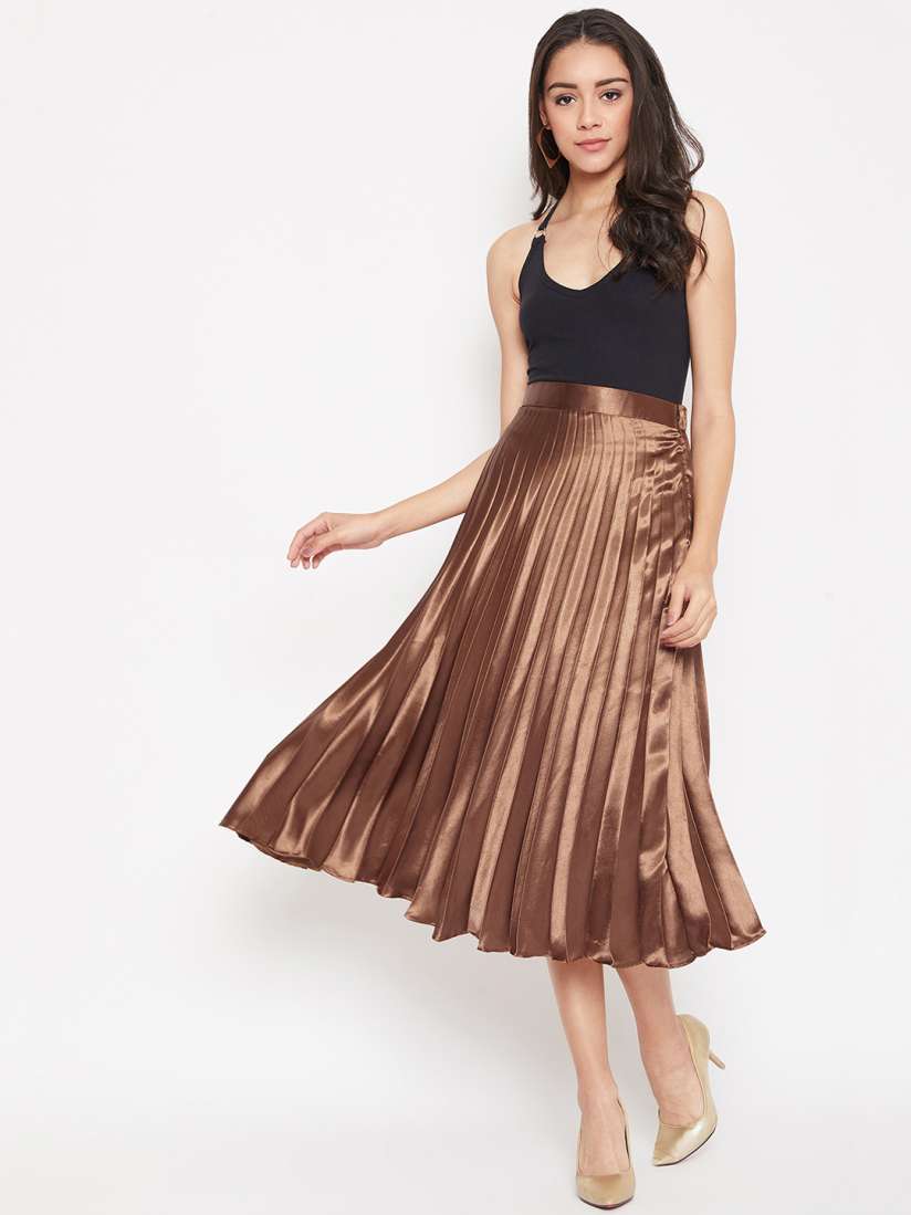 Brown skirt satin clearance