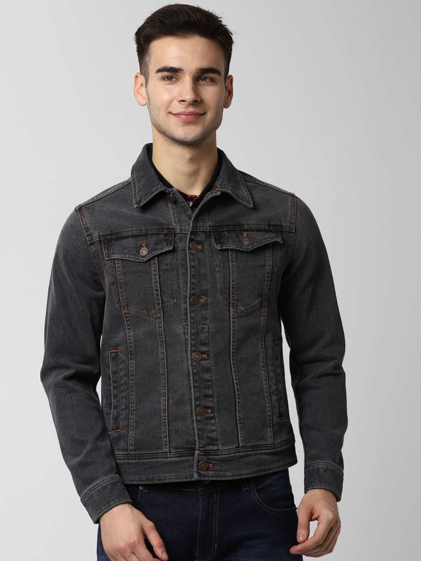Buy Peter England Casuals Men Charcoal Grey Solid Denim Jacket Jackets for Men 11433814 Myntra