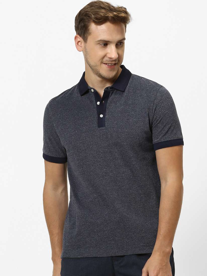 Buy Celio Men Navy Blue Solid Polo Collar Pure Cotton T shirt Tshirts for Men 11435402 Myntra