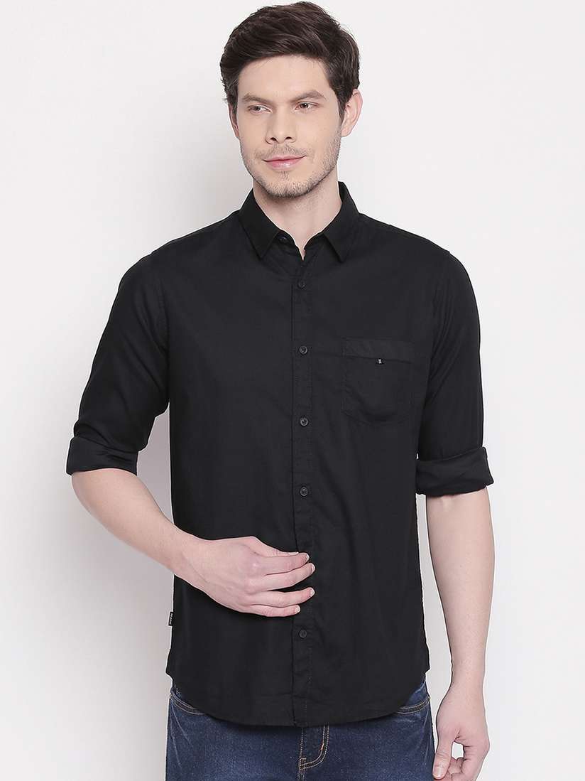 Buy Mufti Men Black Slim Fit Solid Casual Shirt Shirts for Men