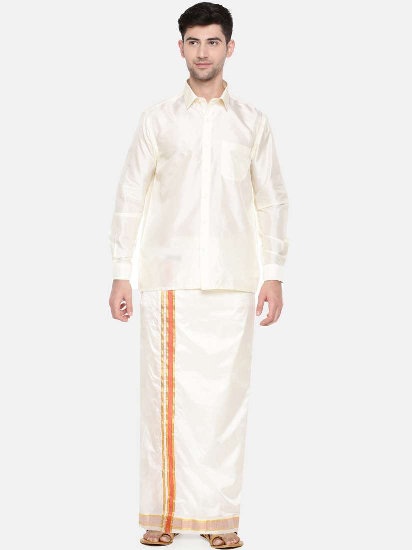 Buy Ramraj Men Cream Coloured Solid Readymade Dhoti Dhotis for Men 11296274 Myntra
