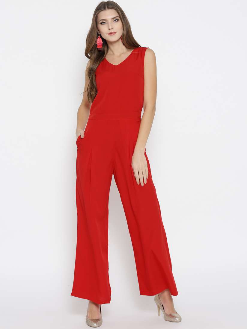 Buy Cottinfab Women Red Solid Basic Jumpsuit Jumpsuit for Women 11298146 Myntra