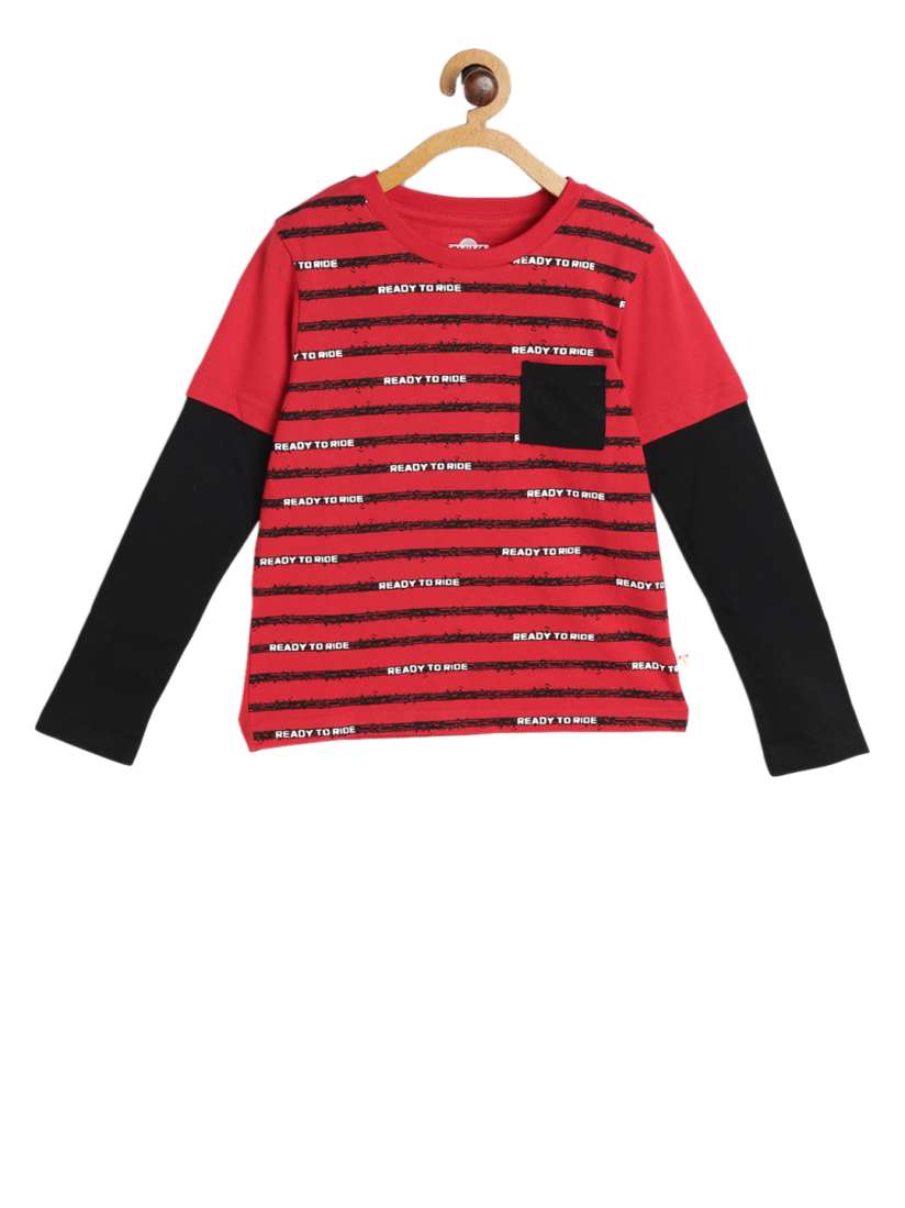 Buy toothless Boys Red Shiva Striped Round Neck Pure Cotton T Shirt Tshirts for Boys 11299260 Myntra