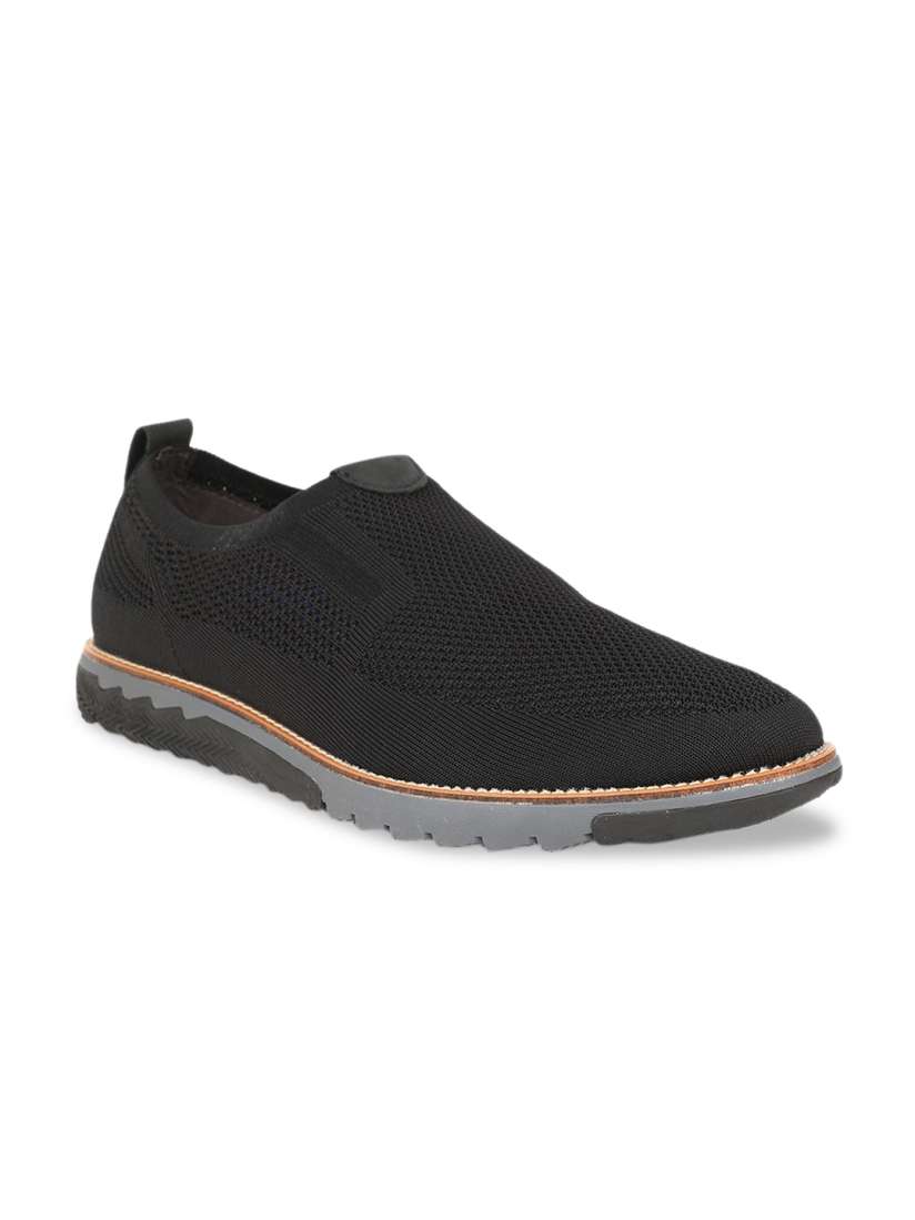 Hush puppies black slip on shoes sales