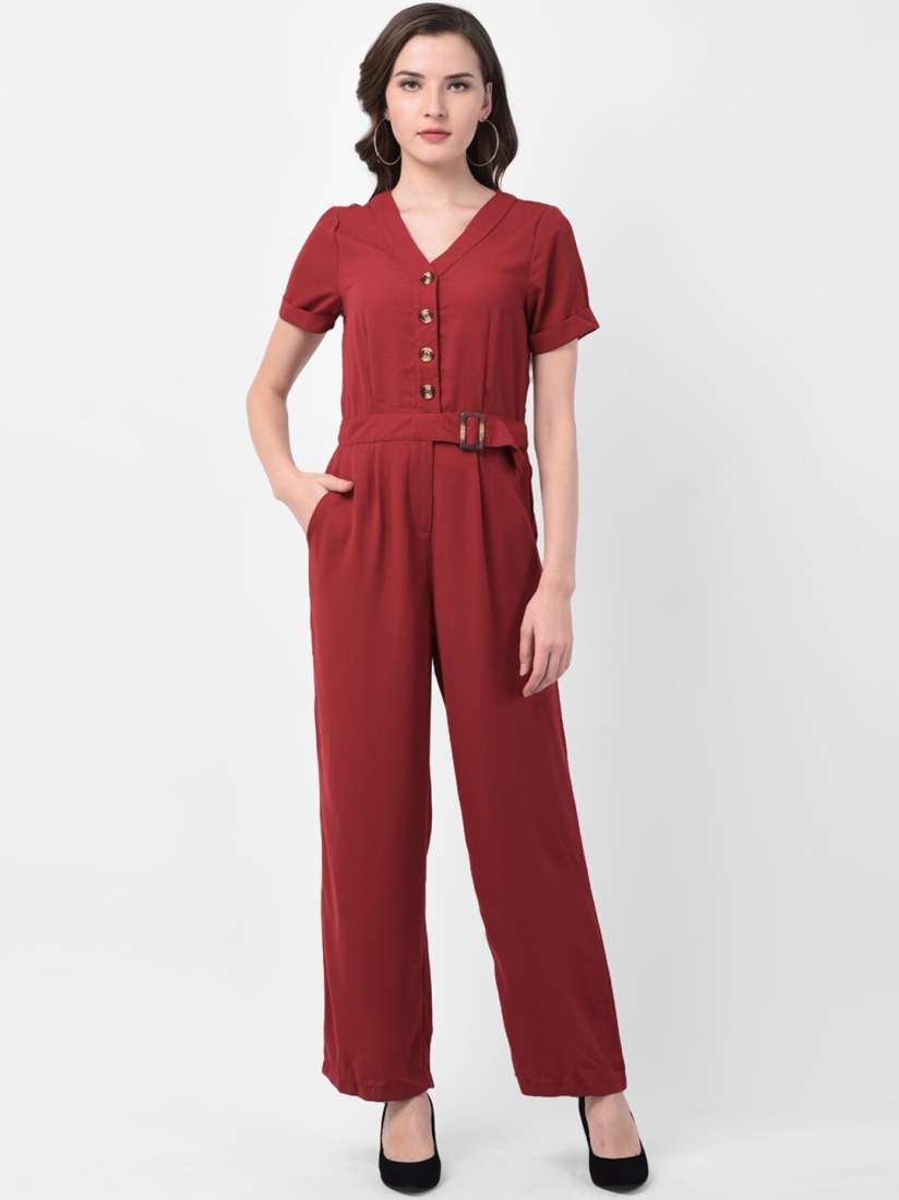 Buy Latin Quarters Women Maroon Solid Basic Jumpsuit Jumpsuit for Women 12710654 Myntra