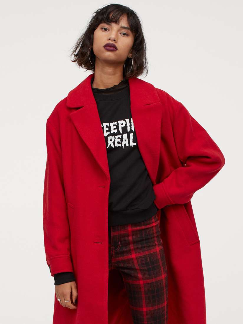 Buy H M Women Red Solid Wool Blend Coat Coats for Women 12710414 Myntra