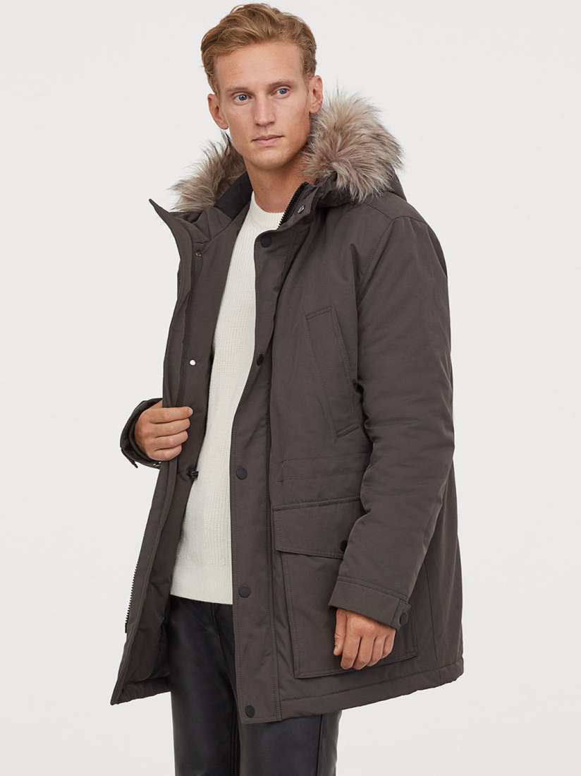 Buy H M Men Grey Padded Parka With A Hood Jackets for Men 12773028 Myntra
