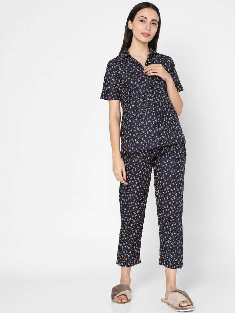 Buy Smarty Pants Women Blue Printed Night suit Night suits for Women 12775376 Myntra