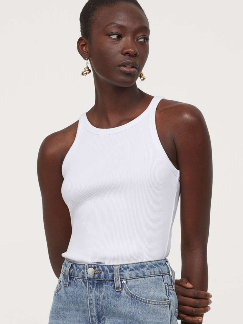 White ribbed vest top outlet