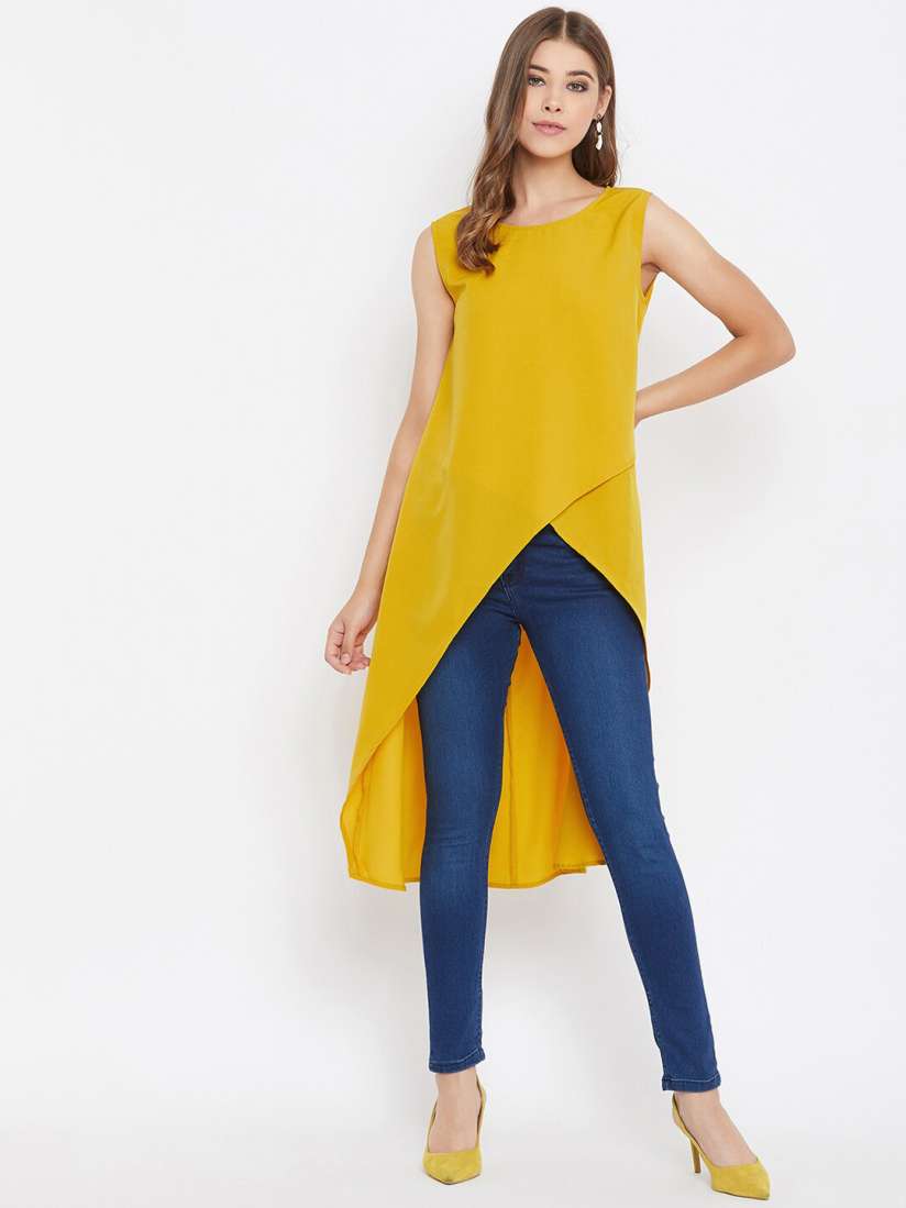 Buy Berrylush Women Yellow Solid High Low Top Tops for Women 12800754 Myntra