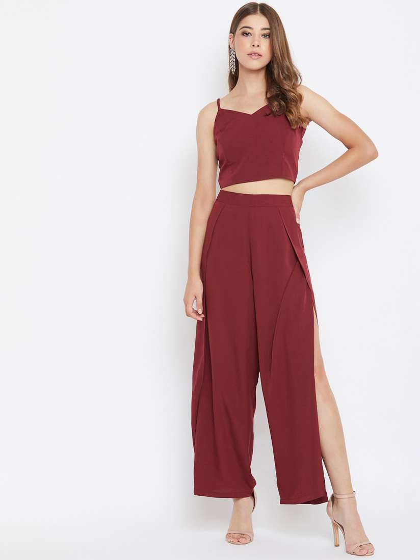 Buy Berrylush Women Maroon Solid Two Piece Co Ords for Women 12792284 Myntra