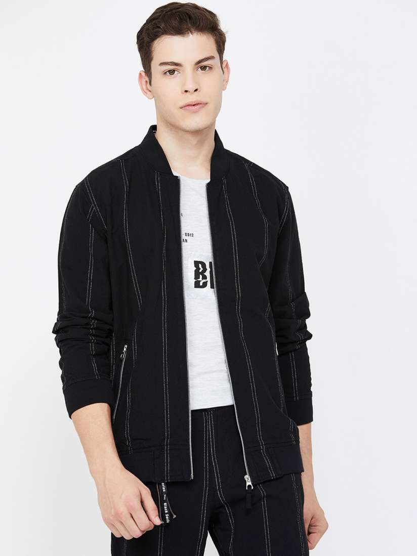 Buy Bossini Men Black Striped Lightweight Bomber Jackets for Men 12863642 Myntra