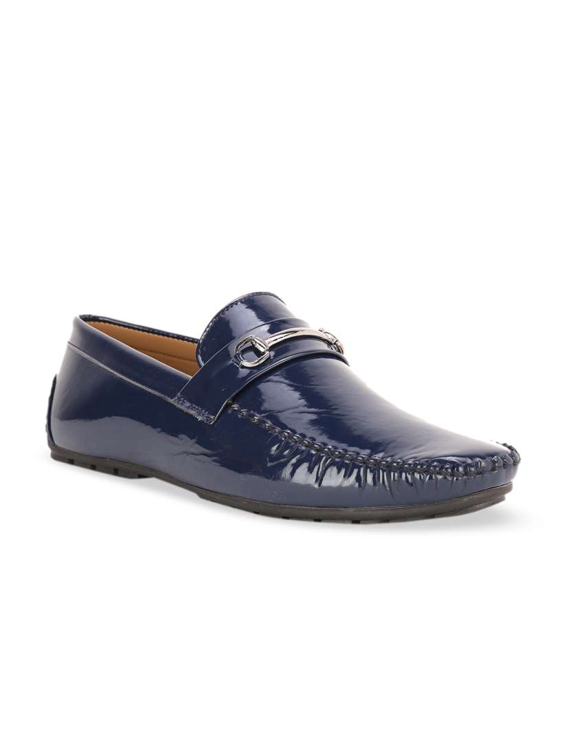 Buy CASOR Men Navy Blue Patent Leather Loafers Casual Shoes for Men 12848336 Myntra