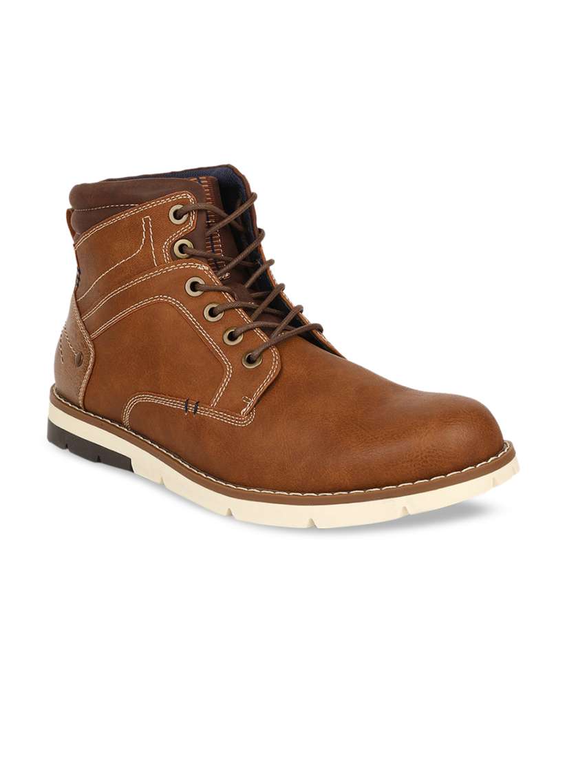 Buy Bata Men Brown Solid Mid Top Flat Boots Casual Shoes for Men 12698068 Myntra