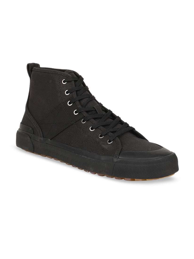 Buy Bata Men Black Solid PU Mid Top Flat Boots Casual Shoes for Men 12698076 Myntra