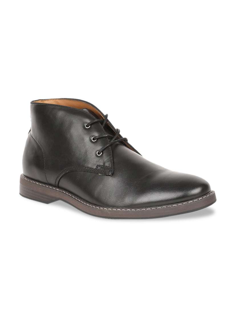 Buy Bata Men Black Solid PU High Top Flat Boots Casual Shoes for Men 12698086 Myntra