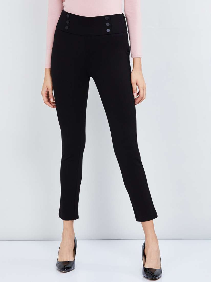 Buy max Women Black Solid Skinny Fit Treggings Jeggings for Women 12692872 Myntra