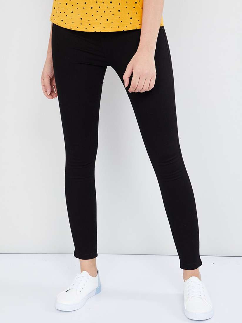 Myntra black jeggings cheap