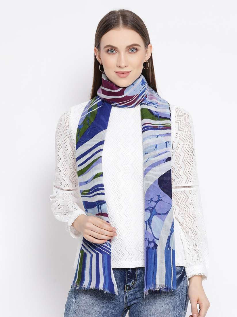 Buy SHINGORA Women Blue Printed Woolen Stole Stoles for Women 12940224 Myntra