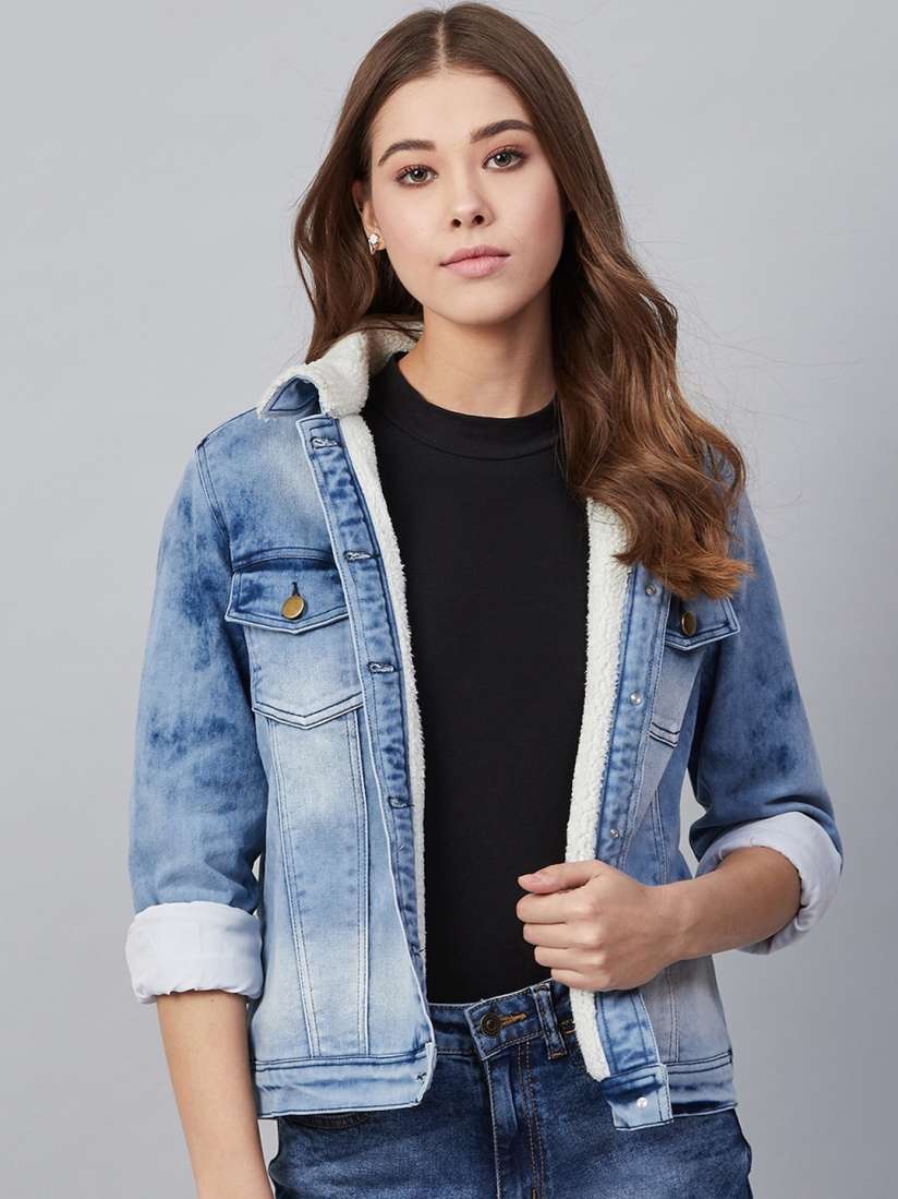 Buy StyleStone Women Blue Solid Denim Jacket Jackets for Women 12942432 Myntra