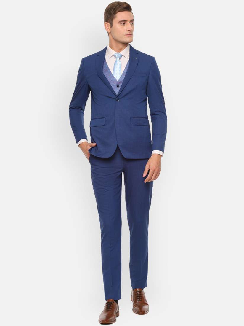 Buy Louis Philippe Men Blue Solid Slim Fit Single Breasted Formal Three Piece Suit Suits for Men 12980070 Myntra