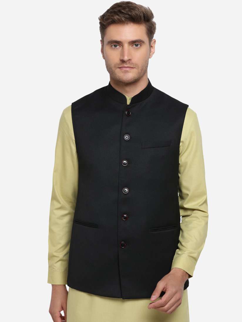 Buy JADE BLUE Men Black Solid Modi Jacket Nehru Jackets for Men 12982188 Myntra