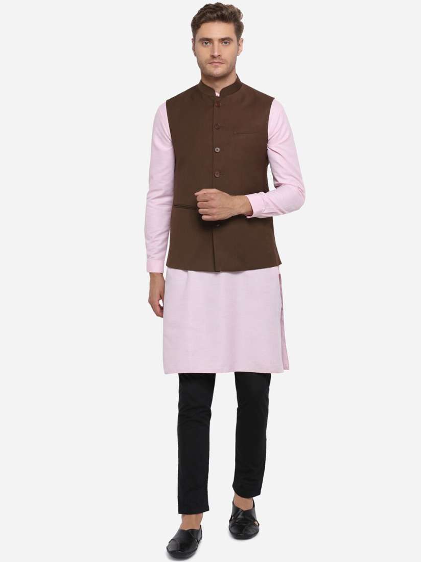 Buy JADE BLUE Men Brown Solid Modi Jacket Nehru Jackets for Men 12982094 Myntra