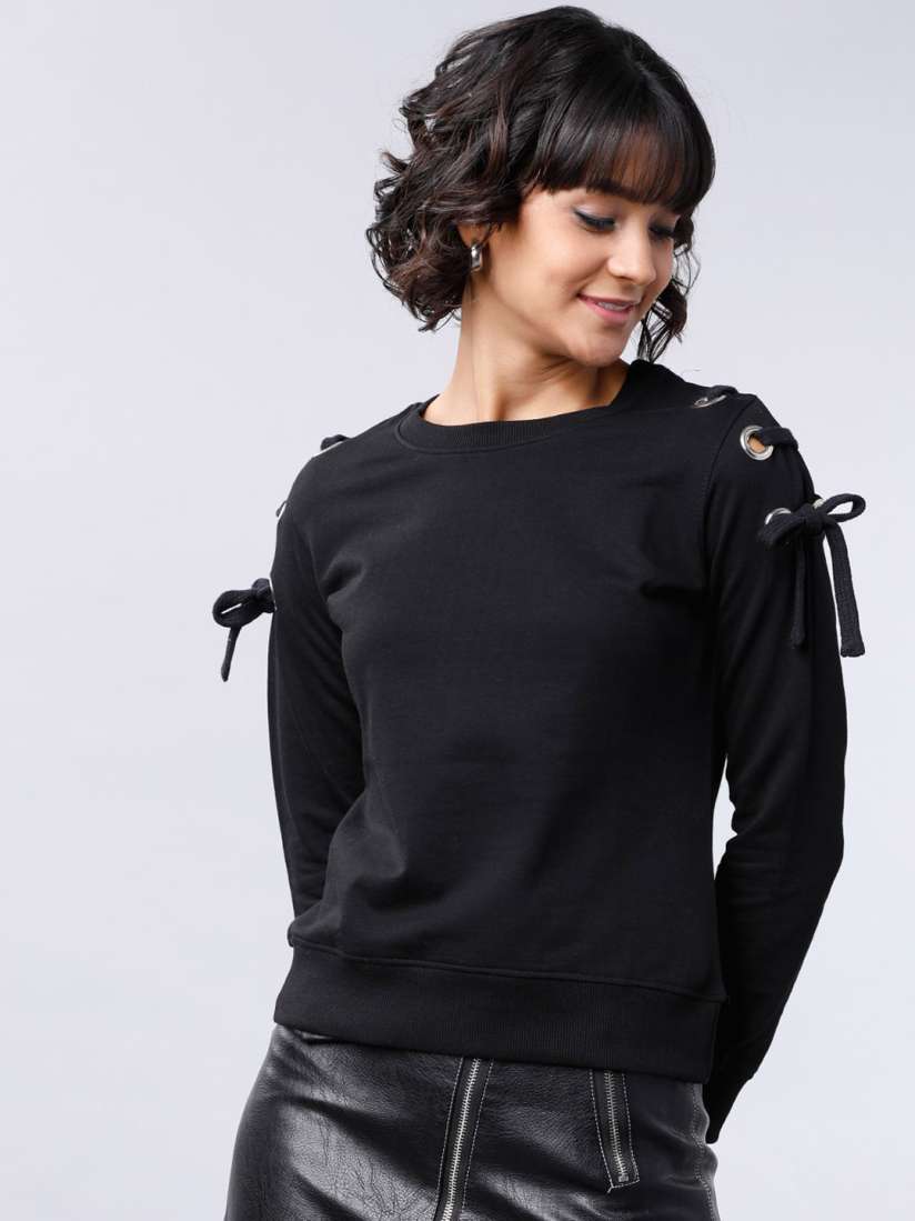 Buy Tokyo Talkies Women Black Solid Sweatshirt Sweatshirts for Women 12984932 Myntra