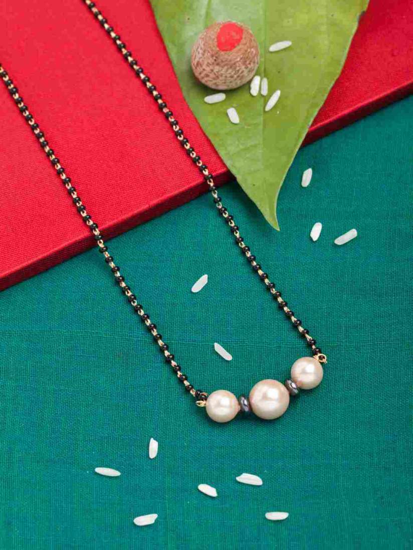 Buy Sia Art Jewellery Gold Plated Black Off White Beaded Pearl Embellished Mangalsutra Mangalsutra for Women 12992564 Myntra