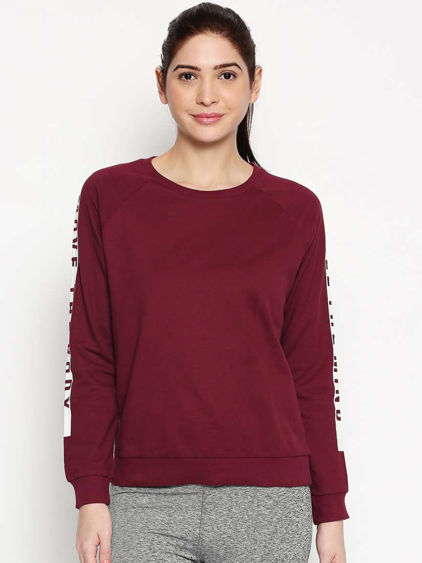 Buy Ajile by Pantaloons Women Maroon Solid Sweatshirt Sweatshirts for Women 13045190 Myntra
