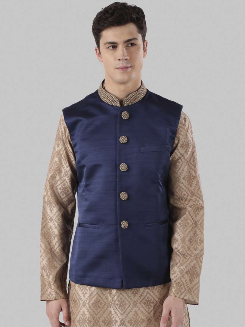 Buy Ethnix by Raymond Men Blue Solid Pure Cotton Nehru Jacket Nehru Jackets for Men 13029286 Myntra