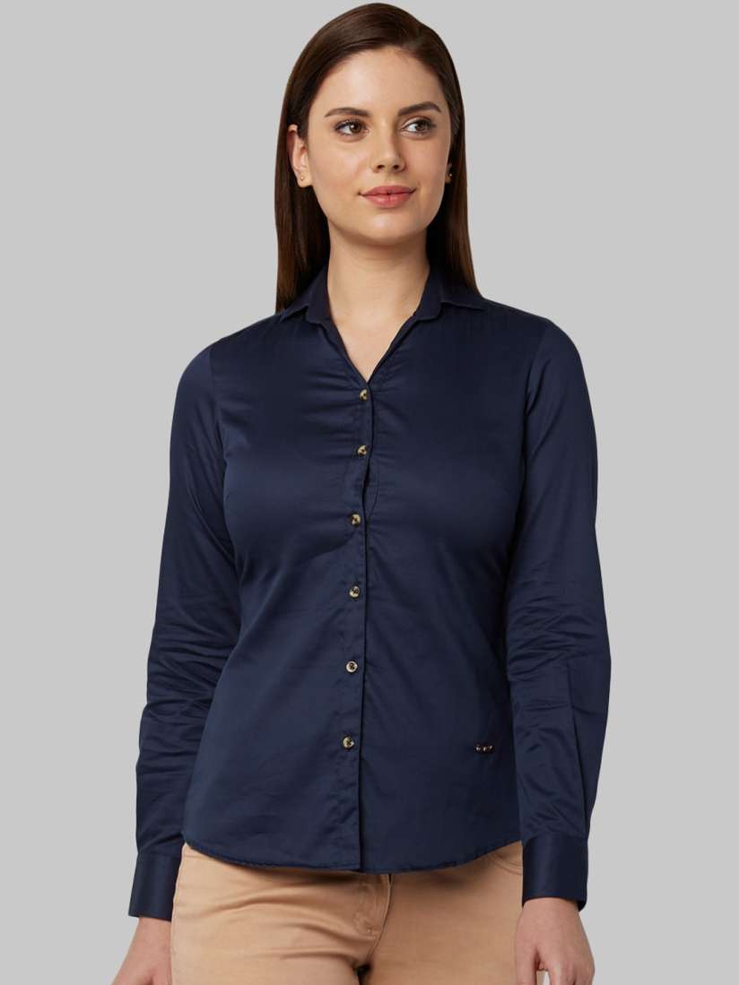 Buy Park Avenue Woman Women Navy Blue Regular Fit Solid Casual Shirt Shirts for Women 13027008 Myntra