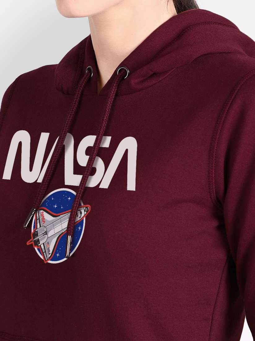 Buy Free Authority NASA Print Maroon Hoodie For Women Sweatshirts for Women 13063352 Myntra