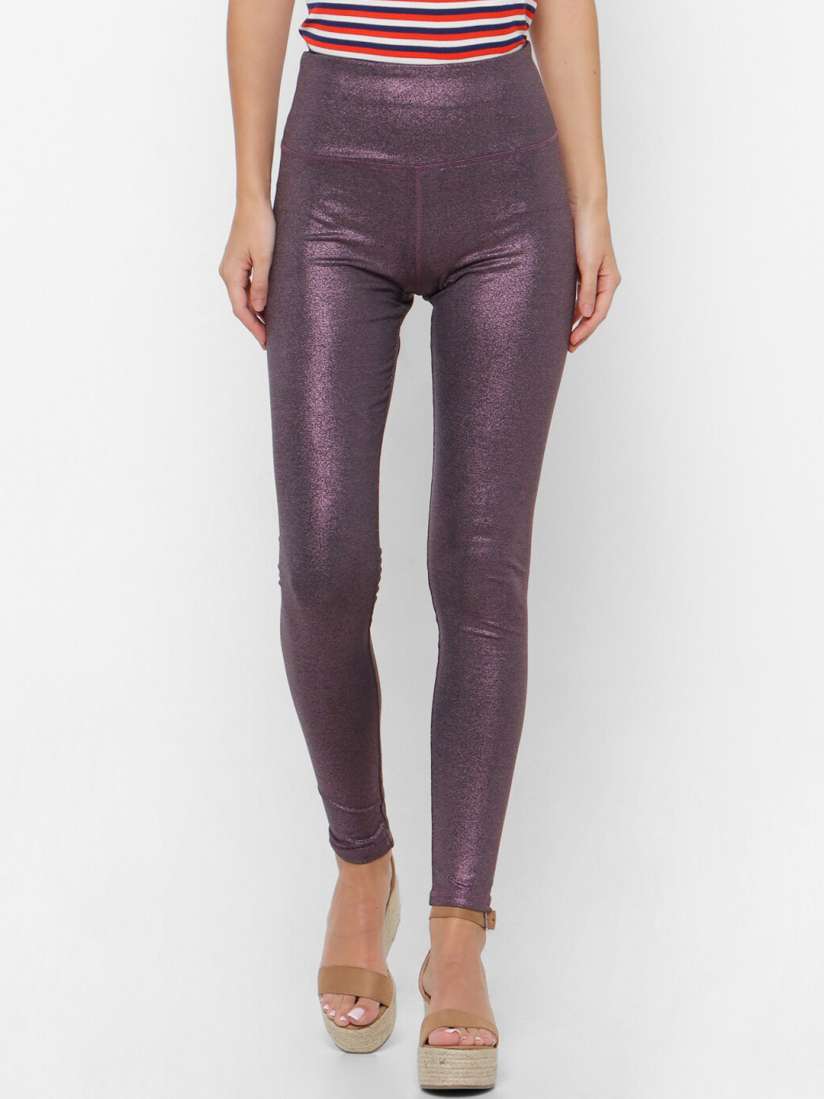 Buy FOREVER 21 Women Purple Solid Shimmery Ankle length Leggings Leggings for Women 13066502 Myntra