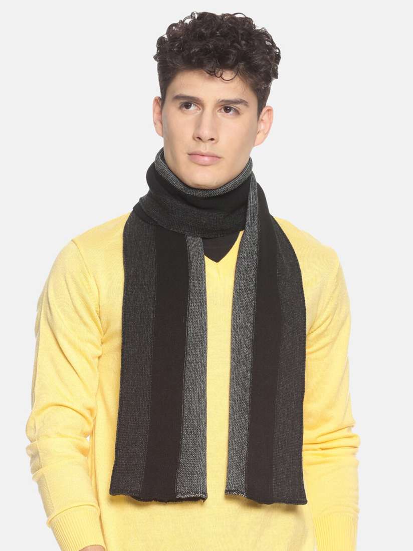 Buy 513 Men Black Grey Striped Muffler Mufflers for Men 13073362 Myntra