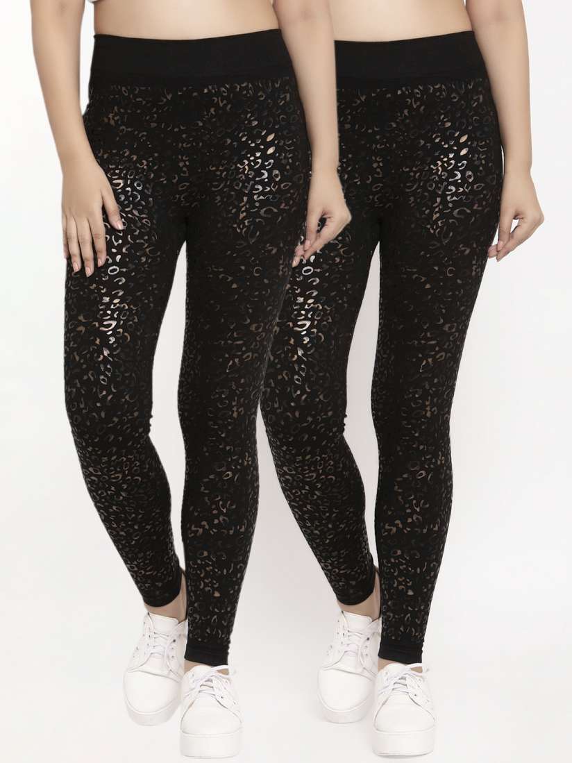 Buy KLOTTHE Women Pack Of 2 Black Printed Skinny Fit Treggings Jeggings for Women 13070246 Myntra