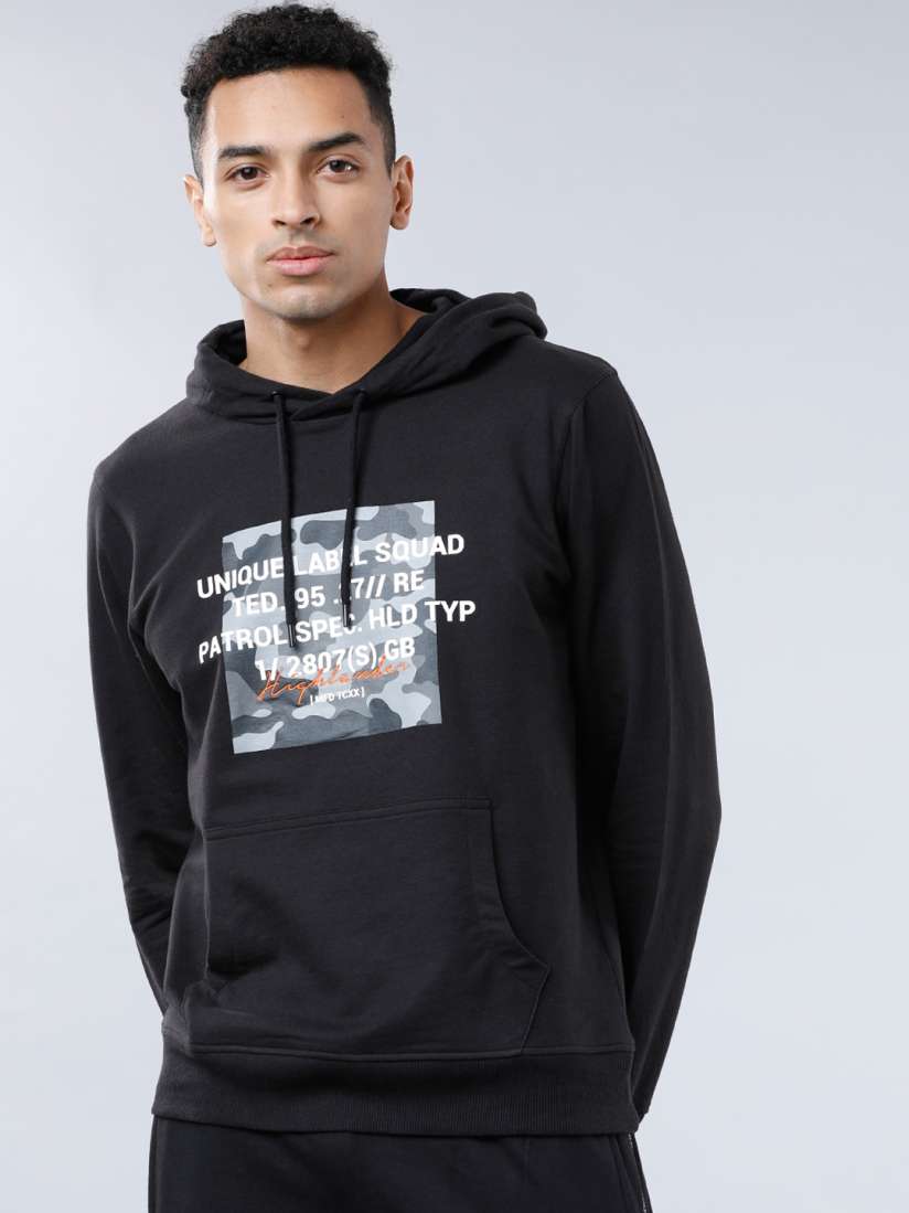 Buy HIGHLANDER Men Black Printed Hooded Sweatshirt Sweatshirts for Men 13080384 Myntra