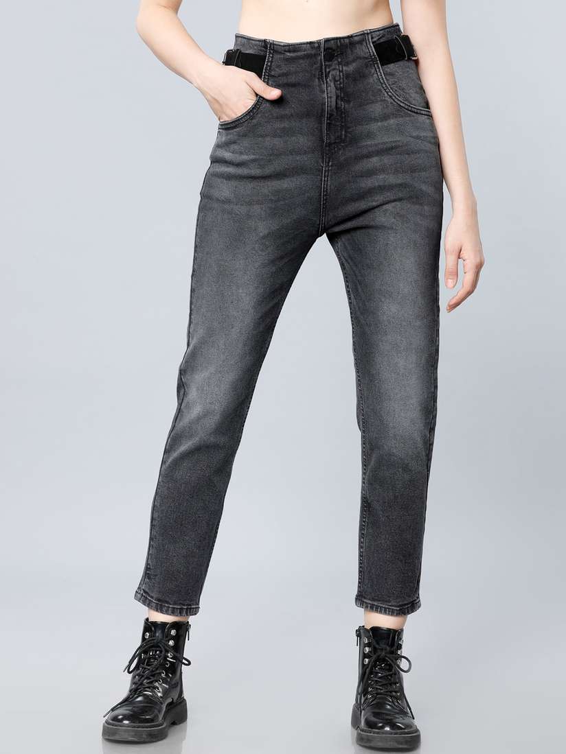 Buy Tokyo Talkies Women Charcoal Grey Slim Fit High-Rise Clean