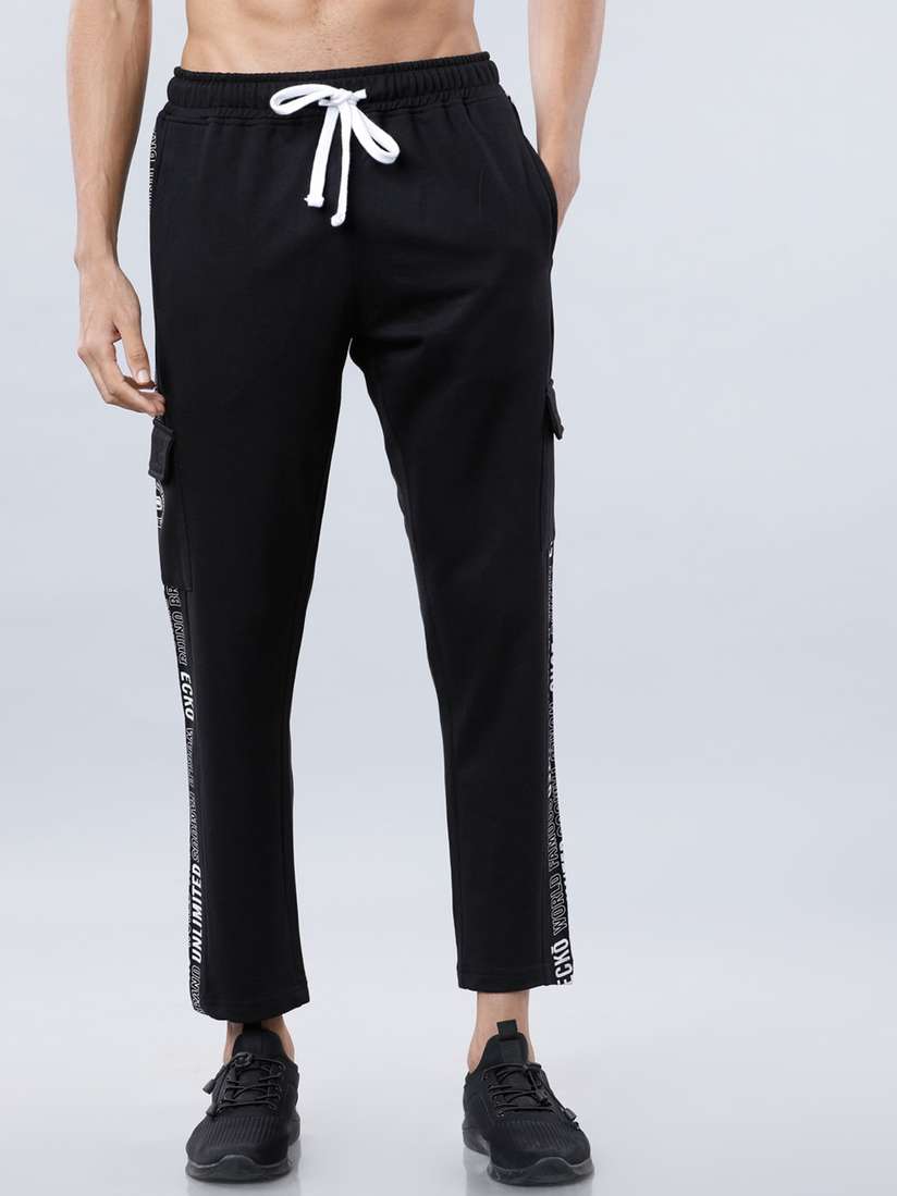 Slim Fit Ecko Track Pants Ecko Unltd Men Black White Printed Slim